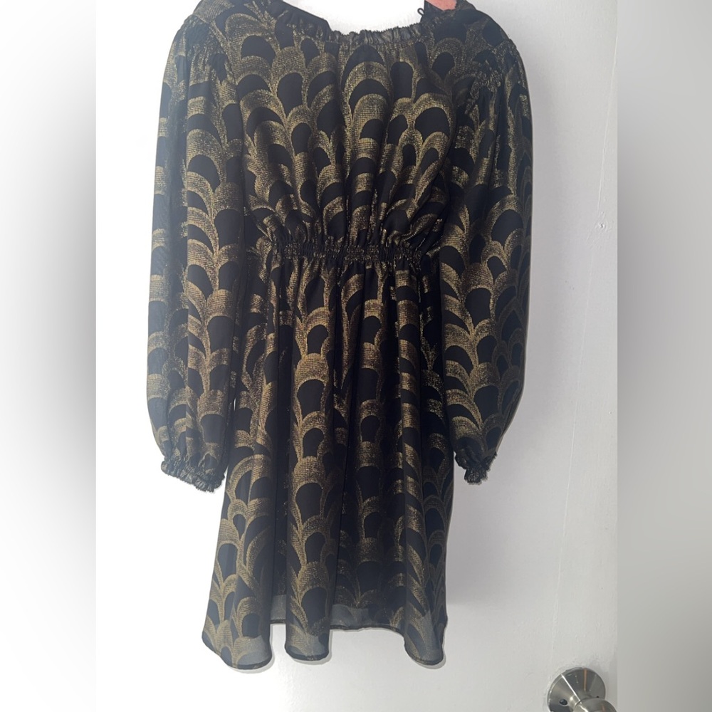 Banana Republic Black and Gold Long Sleeve Dress girls